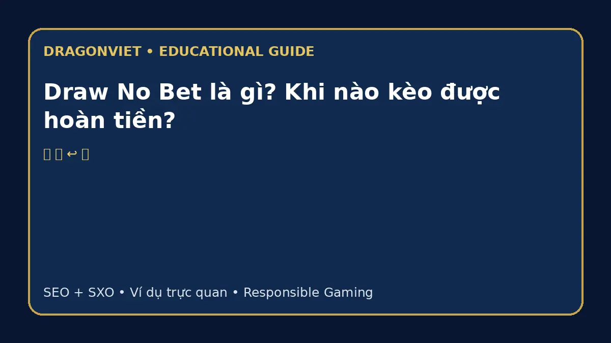Infographic DragonViet giải thích Draw No Bet là gì bằng ví dụ trực quan và các ký hiệu game dễ nhận biết.